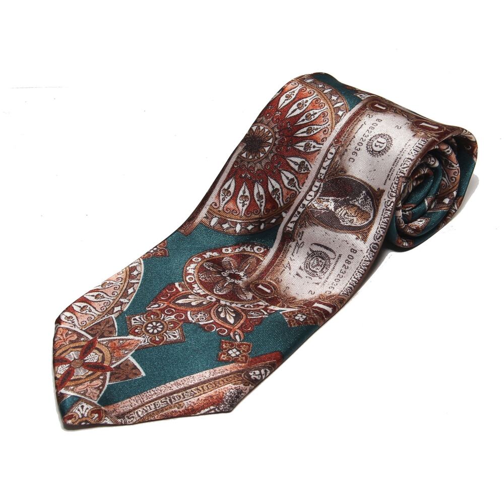 Vintage Vibes Novelty Money Print Tie 3 5/8" x 58"